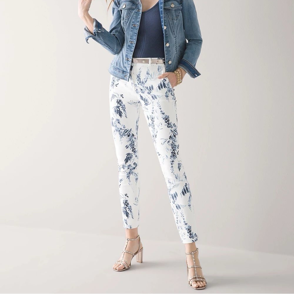 WHBM NWT Floral Print Slim Ankle Pant 8L